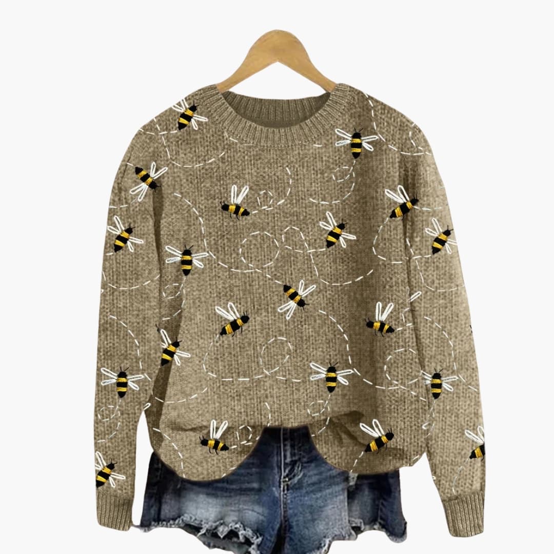 Women's Bee Pattern Sweater – Long Sleeve