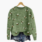Women's Bee Pattern Sweater – Long Sleeve