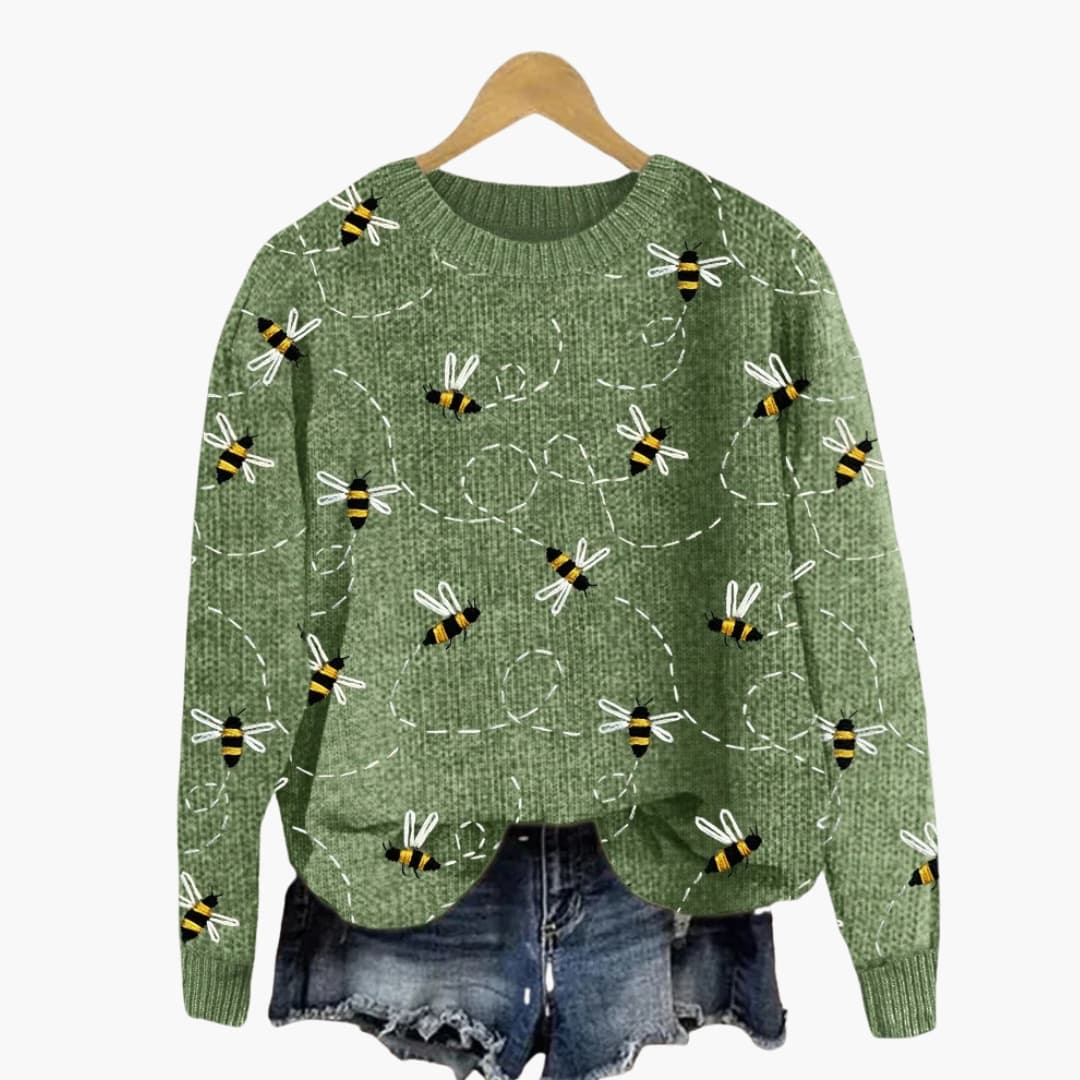 Women's Bee Pattern Sweater – Long Sleeve