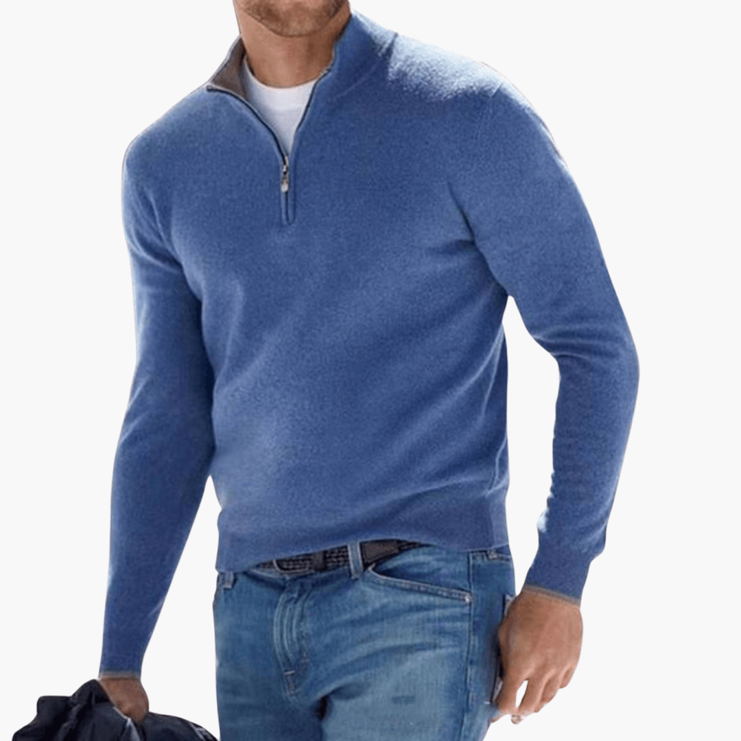 Men's Zip Neck Knit Sweater – Textured