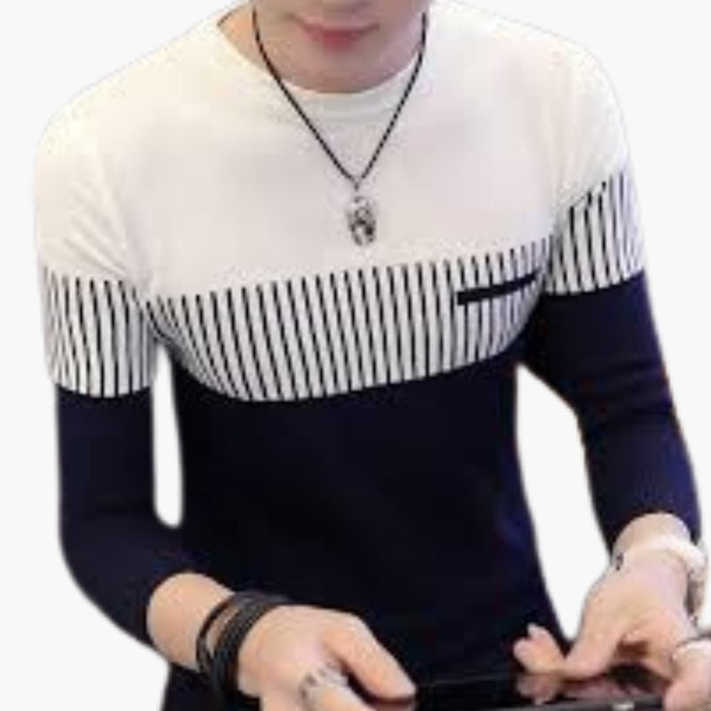 Men's Striped Knit Sweater – Crew Neck