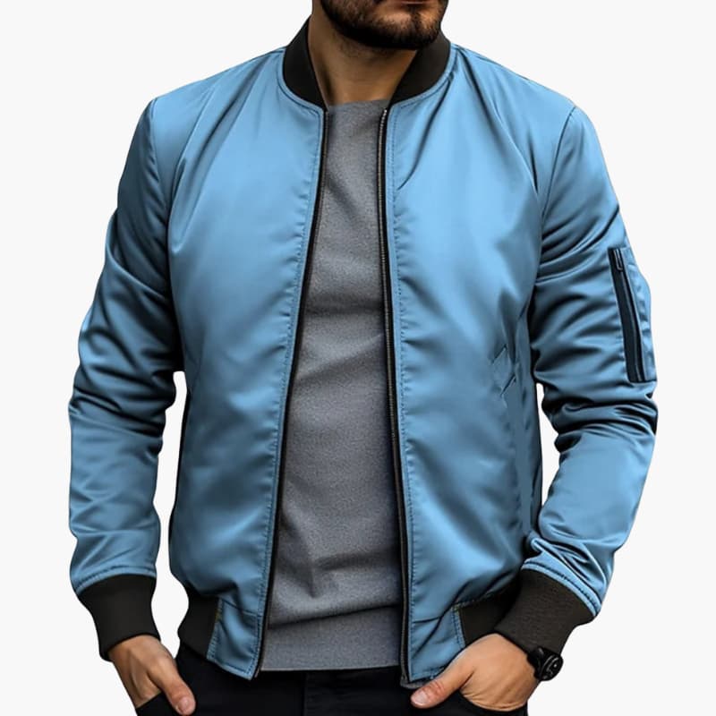 Men's Bomber Jacket – Zip-Up Ribbed Hem
