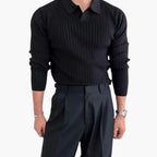 Men's Ribbed Knit Polo Sweater