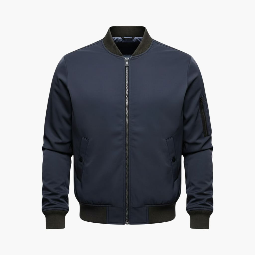 Men's Bomber Jacket – Zip-Up Ribbed Hem