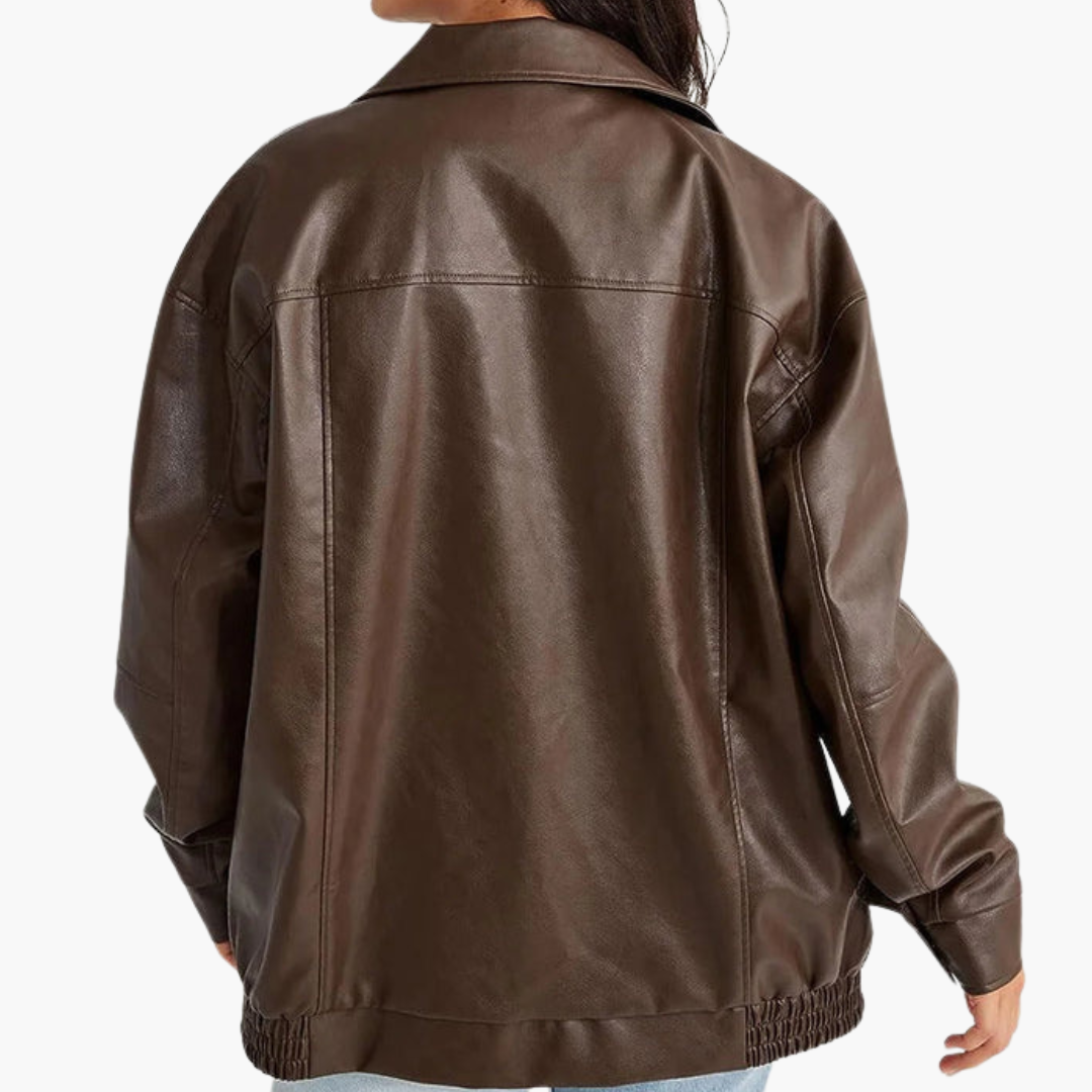 Women's Oversized Bomber Jacket – Zip-Up Coat