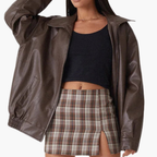 Women's Oversized Bomber Jacket – Zip-Up Coat